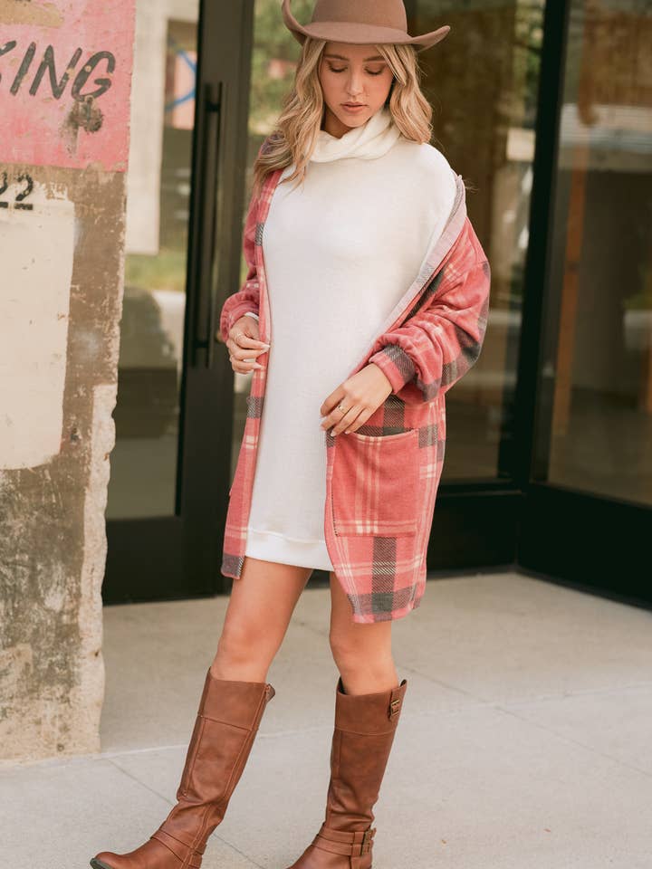 Phil Love - Wholesale Kimono - Women's - T872F02 - Preppy Plaid Loose-Fit Women's Kimono Cardigan19