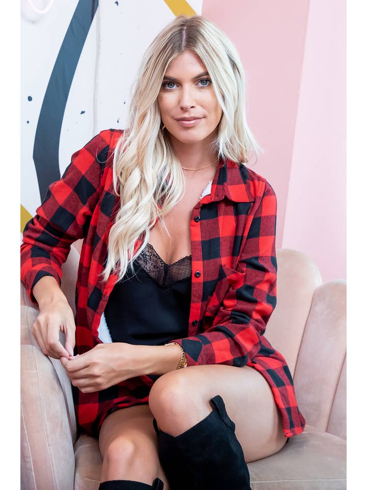 Sweet Lovely by Jen - Wholesale Button Down Shirt - Women's - SW148 PLAD SHIRT24