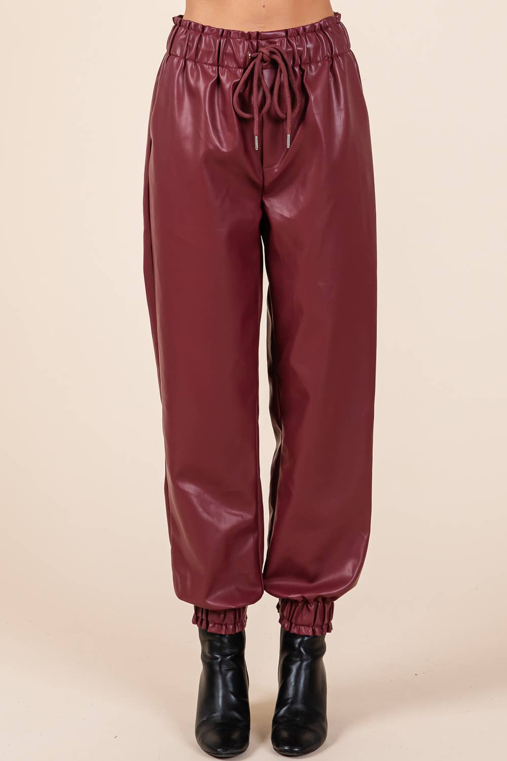 GeeGee x Lovelo - Wholesale Pants - Women's - Faux Leather Jogger Pants, MP5081211
