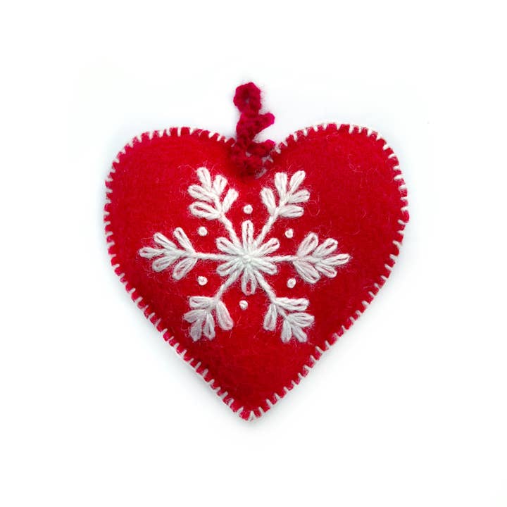 Ornaments 4 Orphans – wholesale Ornament – Heart Embroidered Wool Christmas Ornament