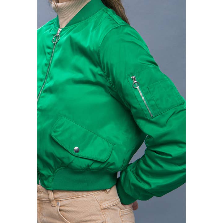 Paperdoll - Wholesale Bomber Jacket - Women's - Zip Up Bomber Jacket with Sleeve Zipper Detail9