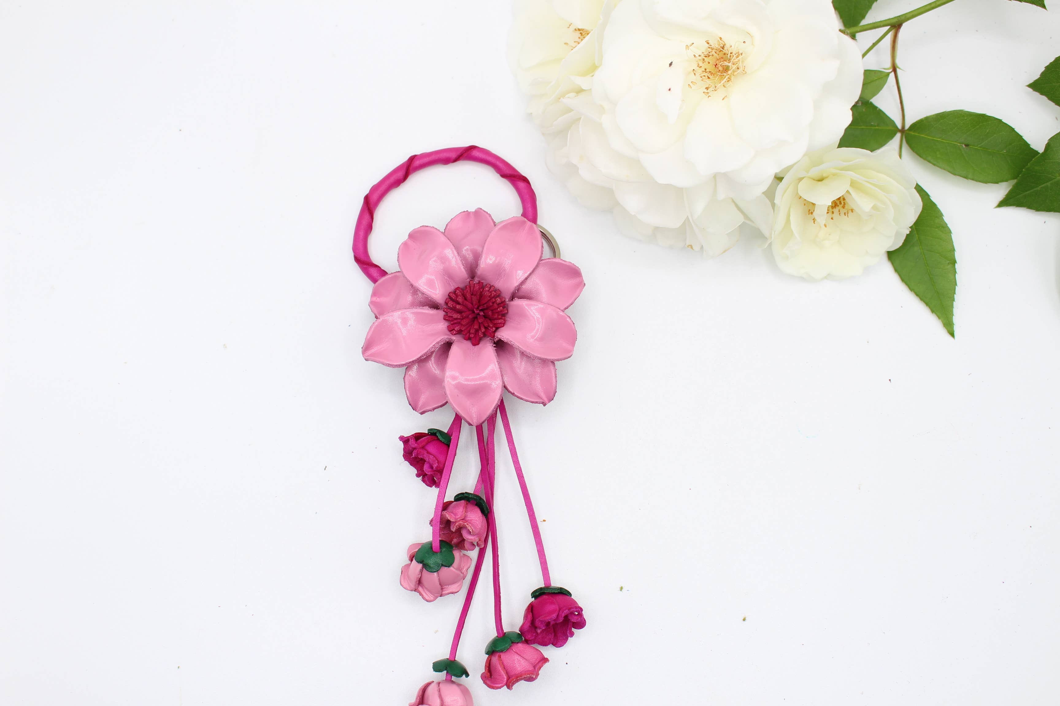 Sunflower Handmade leather inc - Wholesale Keychain - Women's - Leather flower key chain key purse bag charm12