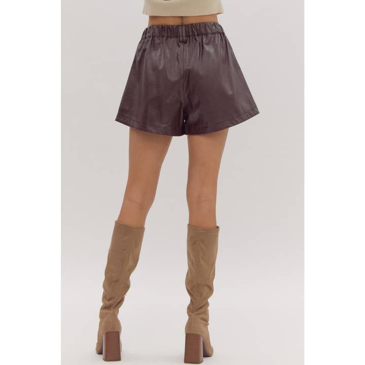 STYLE USA - Wholesale Shorts - Women's - Solid faux leather high rise shorts10