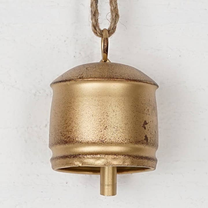 Holiday Depot Inc. - Wholesale Ornament - M32502-Vintage Gold Silo Bell w. jute loop (6.5inH)1