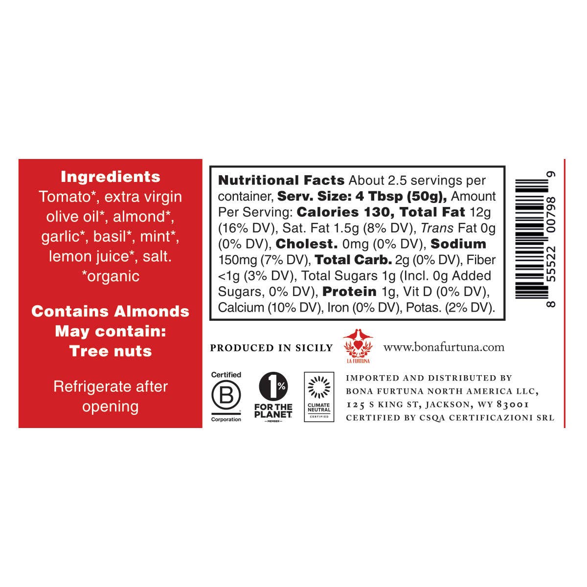 Bona Furtuna - Wholesale Pesto - Organic Pesto Trapanese2