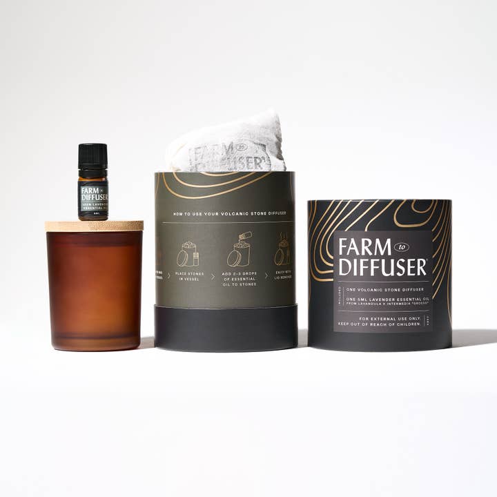 Volcanic Stone Passive Diffuser with Lavender Essential Oil for wholesale by Farm to Diffuser Lava Rock Diffuser Lavender Essential Oil