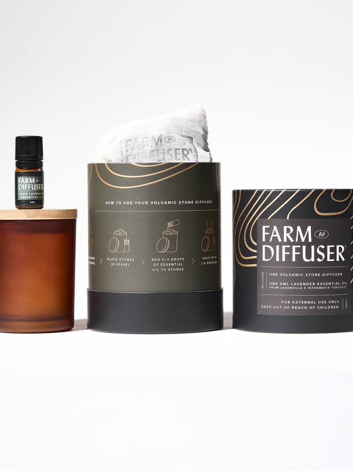 Volcanic Stone Passive Diffuser with Lavender Essential Oil for wholesale by Farm to Diffuser Lava Rock Diffuser Aromatherapy Blends