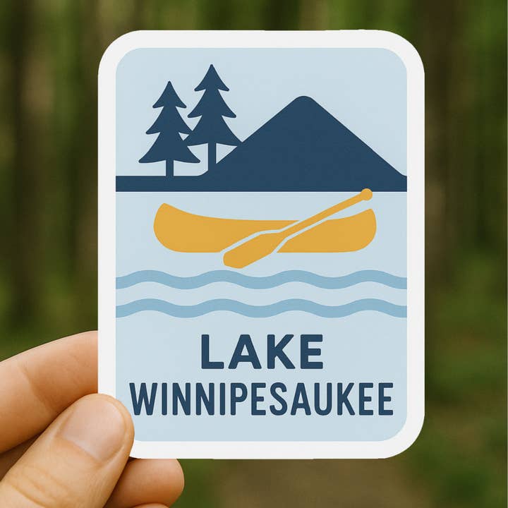 Lake Winnipesaukee Canoe & Mountain Sticker for wholesale by Nahamsha Gifts