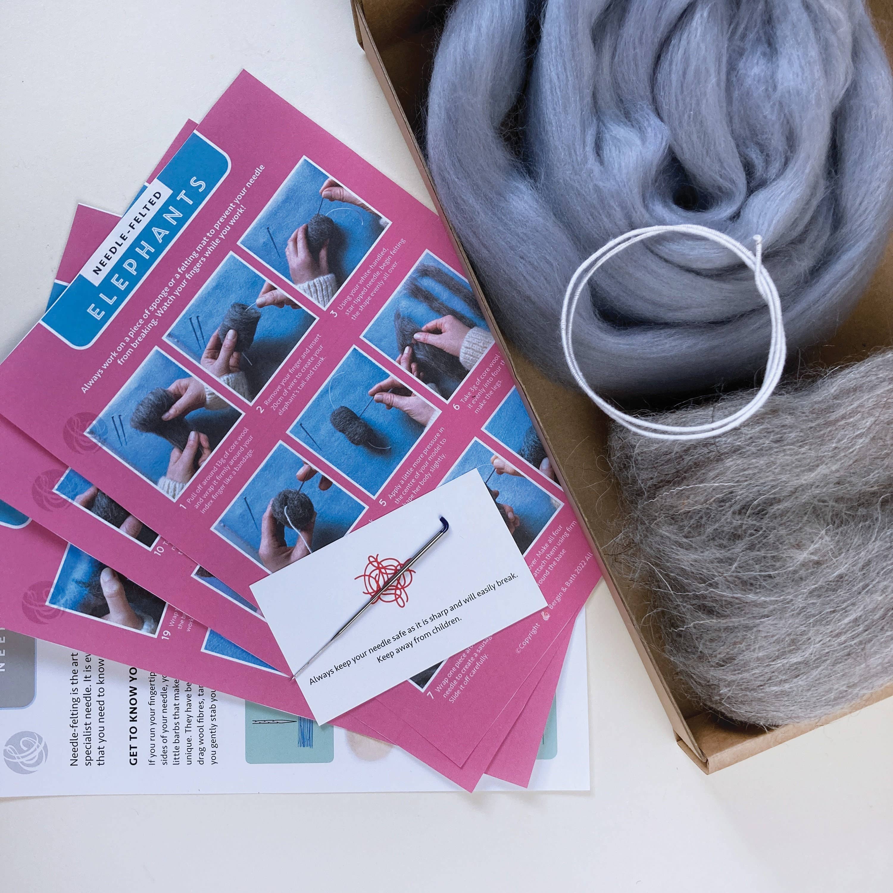 Bergin & Bath - Wholesale Doe-het-zelf-knutselset - Set met naaldvilten olifant. Een prachtige knutselset voor volwassenen.7