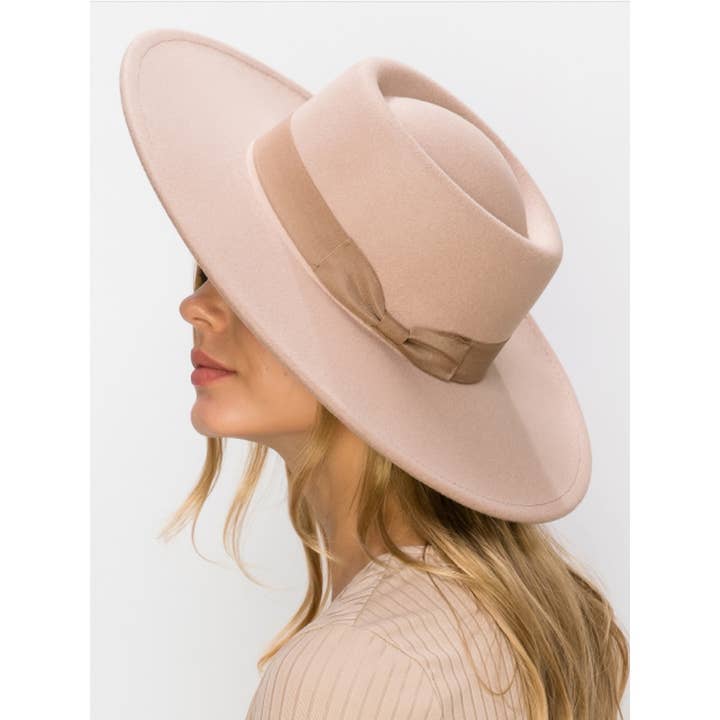 One and Only Accessories - Wholesale Boater Hat - Women's - VEGAN FELT BOATER PREMIUM HAT13
