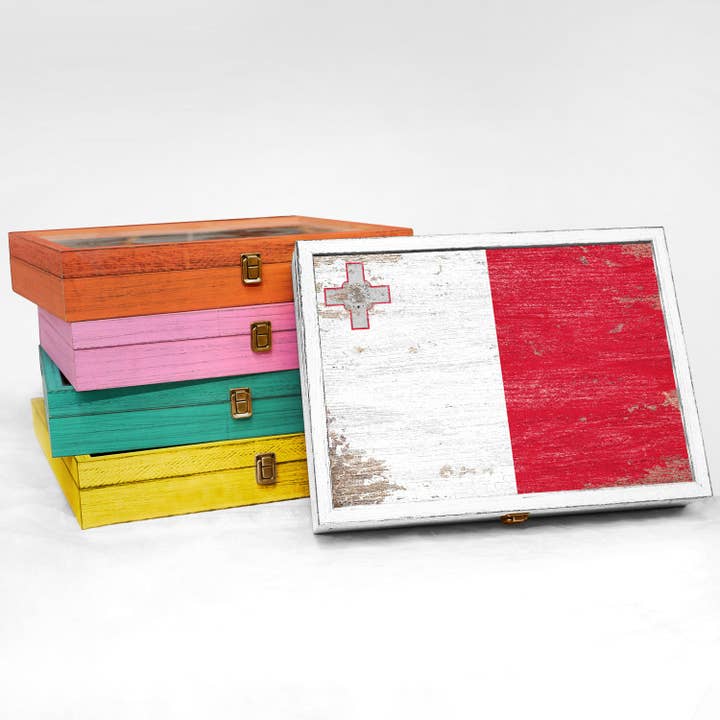 Print Frame Box - Wholesale Keepsake Box - Kids & Baby - Malta Wood Flag Frame Keepsake Box10