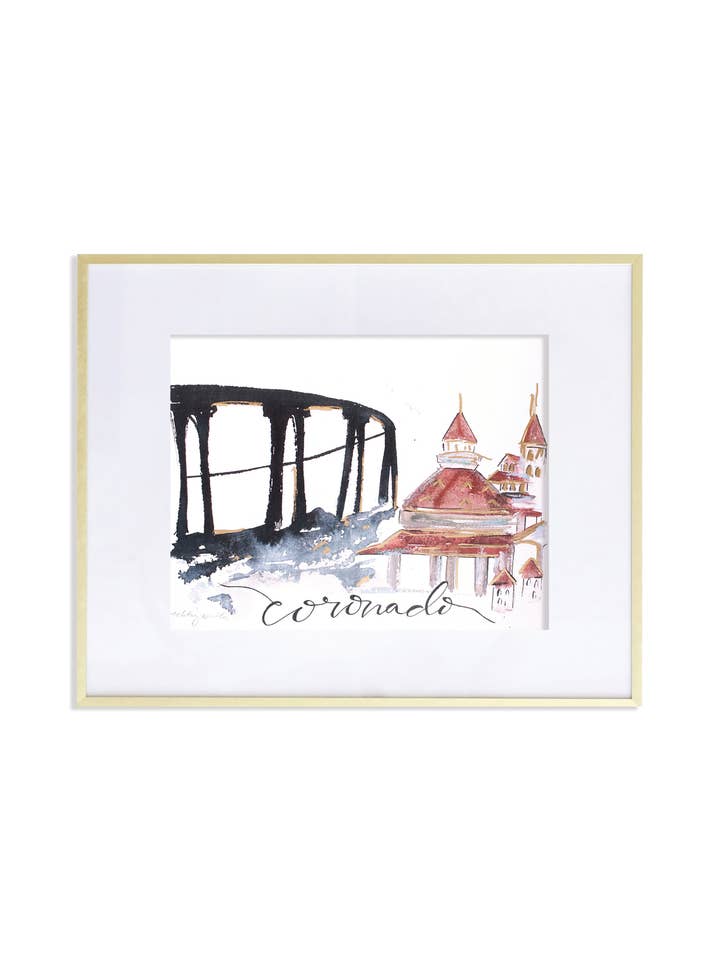 Impression artistique de Coronado, CA sur papier de lin pour la vente par Whitney Winkler