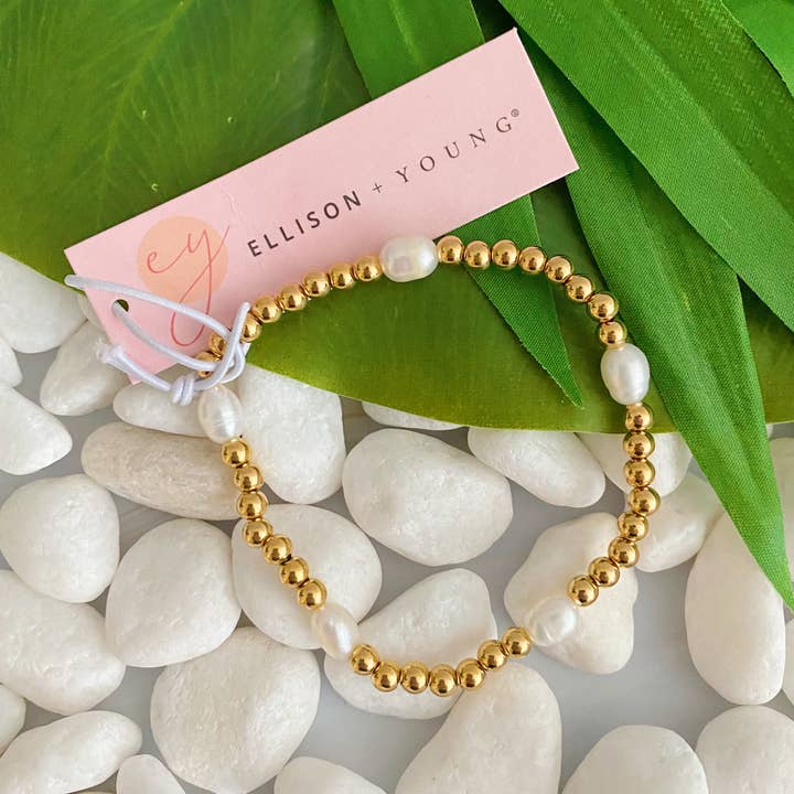 Ellison+Young - Wholesale Beaded Bracelet - Freshwater Pearls Golden Bauble Bracelets3