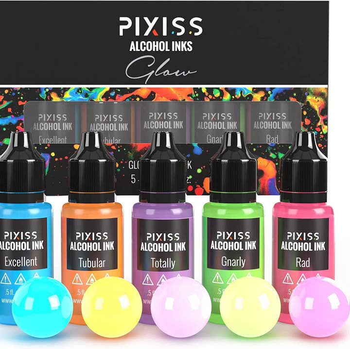 PIXISS Alcohol Ink Set of 5 - Glow In The Dark for wholesale by Pixiss