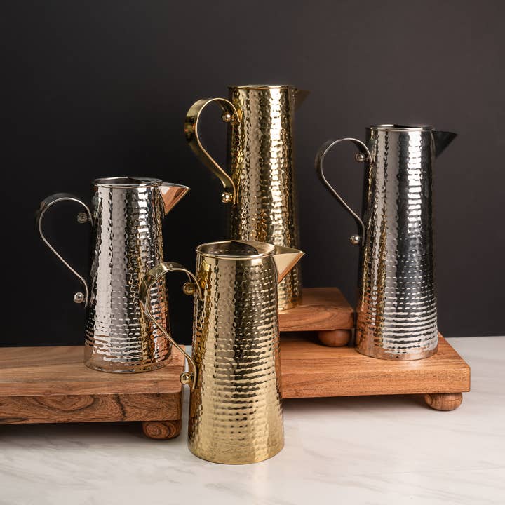 India Handicrafts Inc - Wholesale Pitcher - Gold Hammered Pitcher
