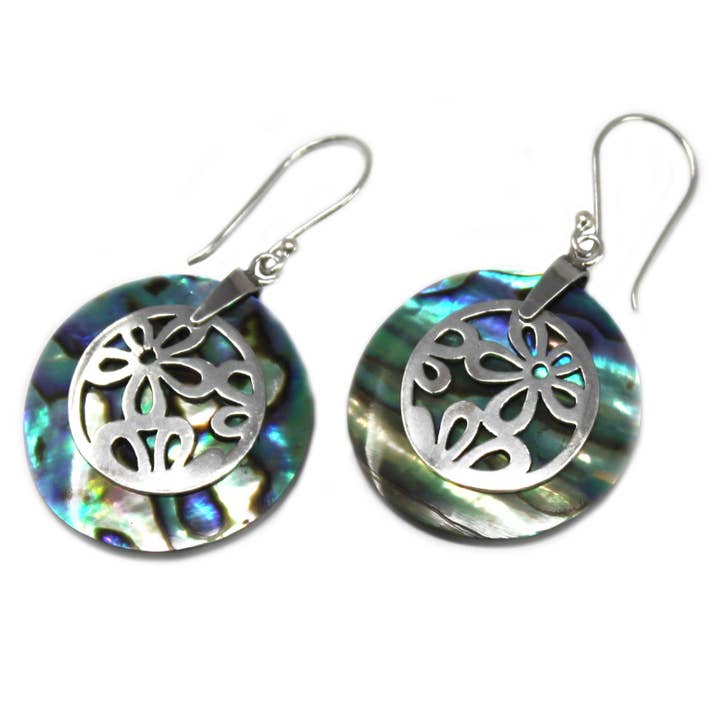 Shell & Silver Earrings - Flowers - Abalone for wholesale by Ancient Wisdom
