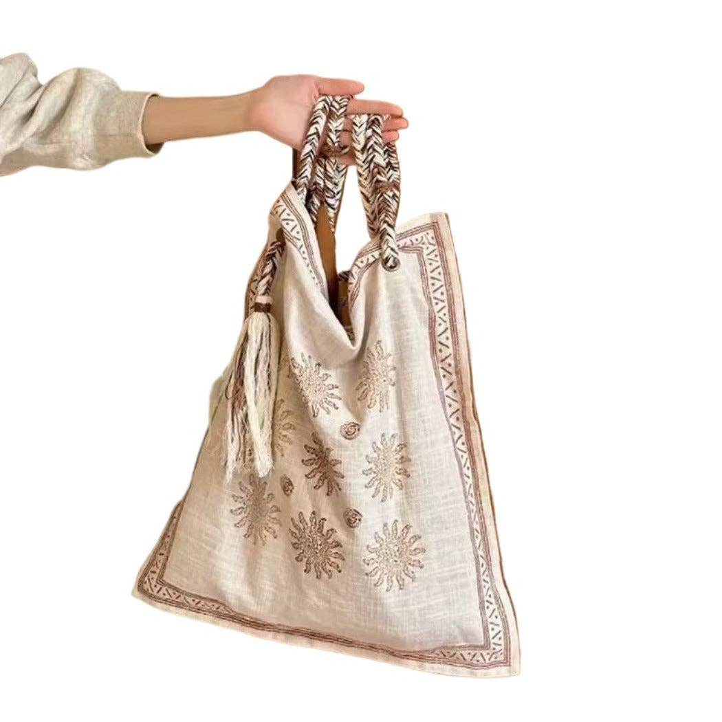 Funkyrel® Atzbranding Limited - Wholesale Tote Bag - Women's - Cosbai - Boho Square Tote Bag With Tassel4