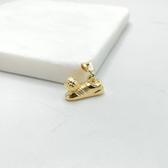 Luxus Accessories - Wholesale Individual charm/pendant - 18k Gold Filled Soccer Shoes with Soccer Ball Pendant Charms