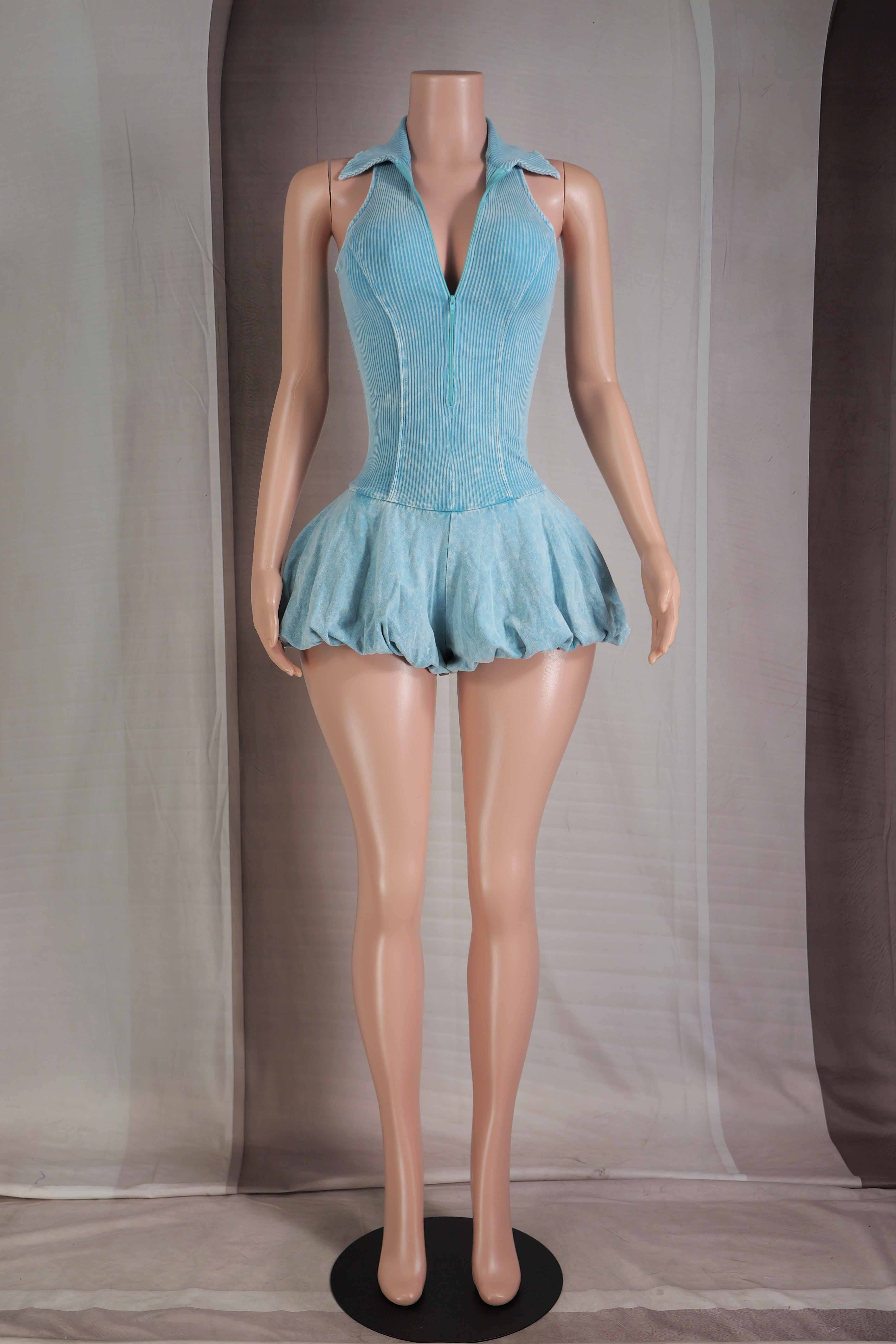 Dalia Studio - Wholesale Romper - Women's - MINERAL WASH SLEEVELESS ZIP UP BUBBLE ROMPER8