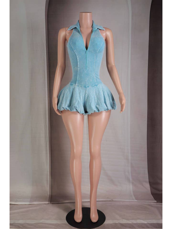 Dalia Studio - Wholesale Romper - Women's - MINERAL WASH SLEEVELESS ZIP UP BUBBLE ROMPER8