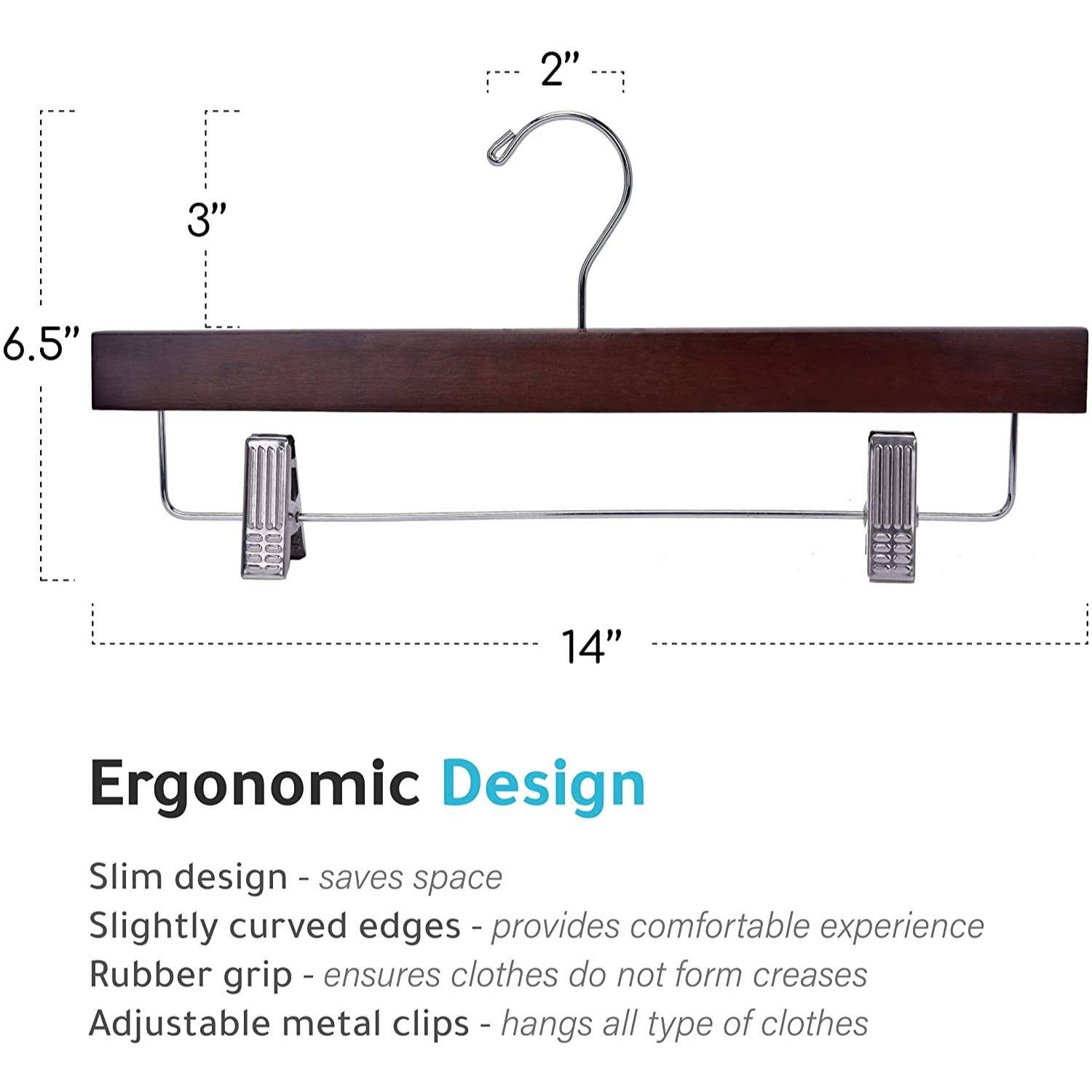 Quality Hangers - Wholesale Clothes Hangers - W023 - Wooden Straight Skirt Hangers-Walnut/Chrome Hook -1002