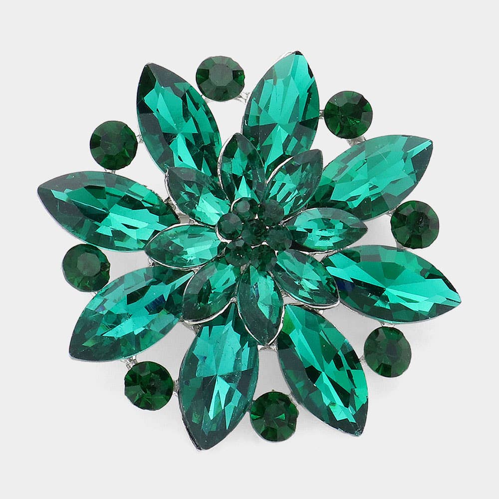 Sensibling Corp. - Wholesale Brooch - Marquise Stone Accented Flower Pin Brooch
1