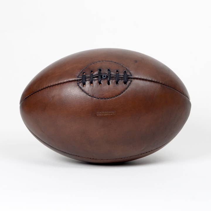 VINTAGE LEATHER RUGBY BALL 1940 for wholesale by John Woodbridge Makers