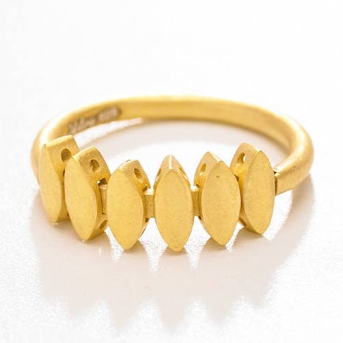 18K vergulde sierlijke bladpatroonring, handgemaakte bandring voor wholesale door idiliusjewelry