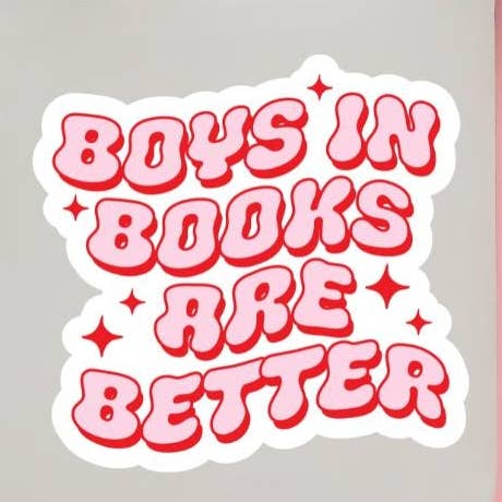 Autocollant holographique "Les garçons sont mieux dans les livres" Romance Smut pour la vente par Cheeky Chick Sticker Co.
