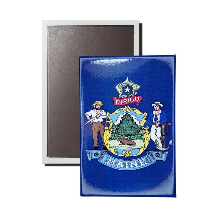 Magnete Verticale - Bandiera dello Stato del Maine - USA per la vendita all'ingrosso da parte di Worldwide Souvenirs