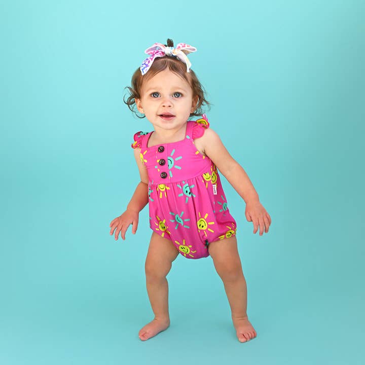 Gigi and Max - Wholesale Bodysuit (Non-Footed) - Baby - Brittany Smiliey Face BUTTON BUBBLE Bamboo