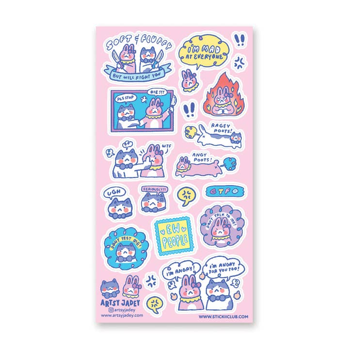 Rage Besties Sticker Sheet for wholesale by STICKII