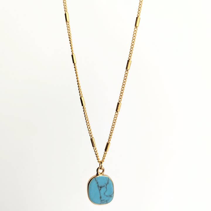 Turquoise Pendant Gold Necklace for wholesale by Bliss Vibez