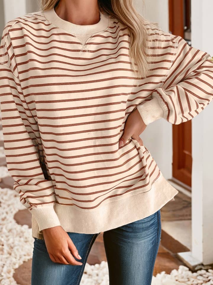 LDC Ribbed Band Seam Detail Baggy Sweatshirt for wholesale by Little Daisy Closet