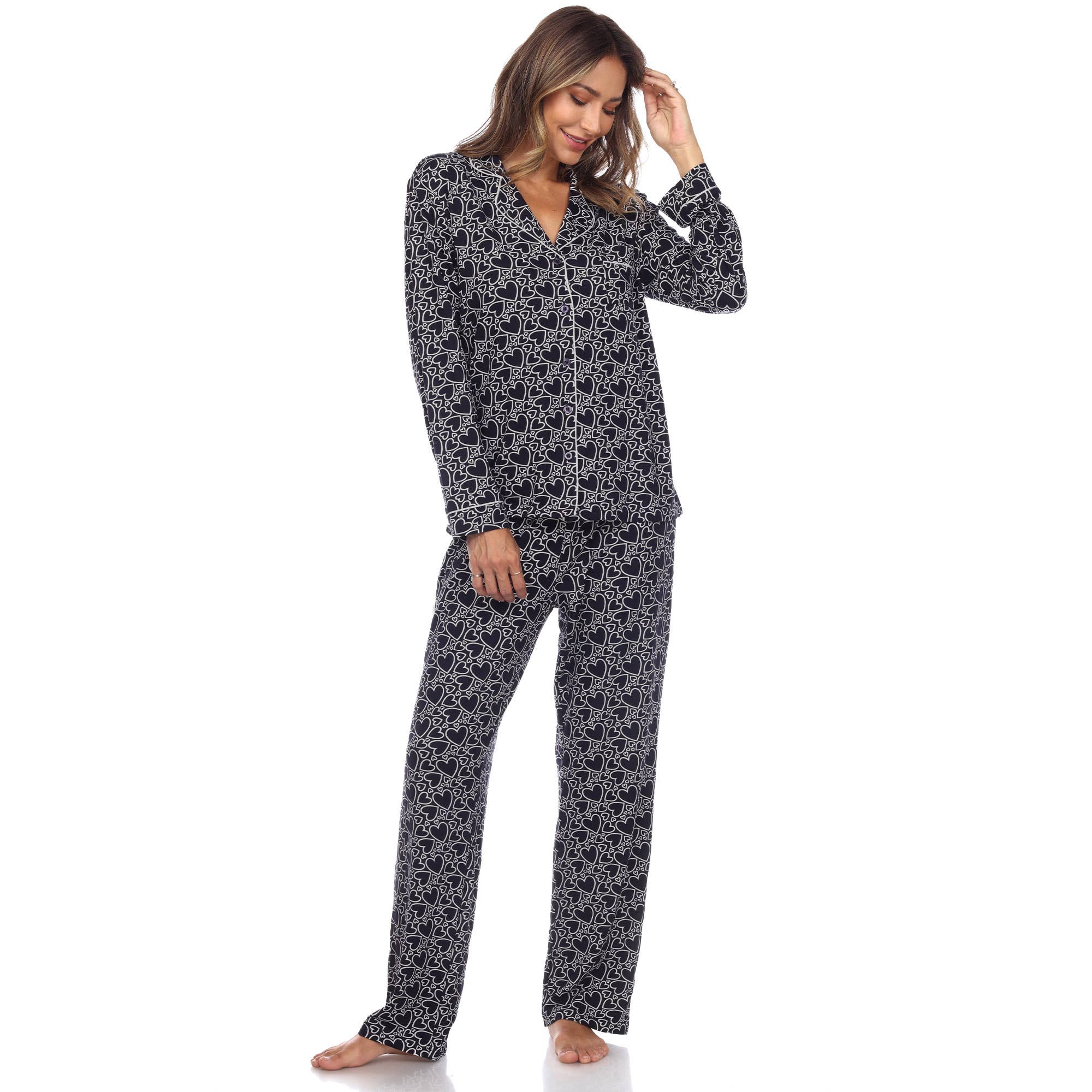WHITE MARK - Wholesale Pyjamaset - Dames - Pyjamaset met lange mouwen en hartprint voor dames21