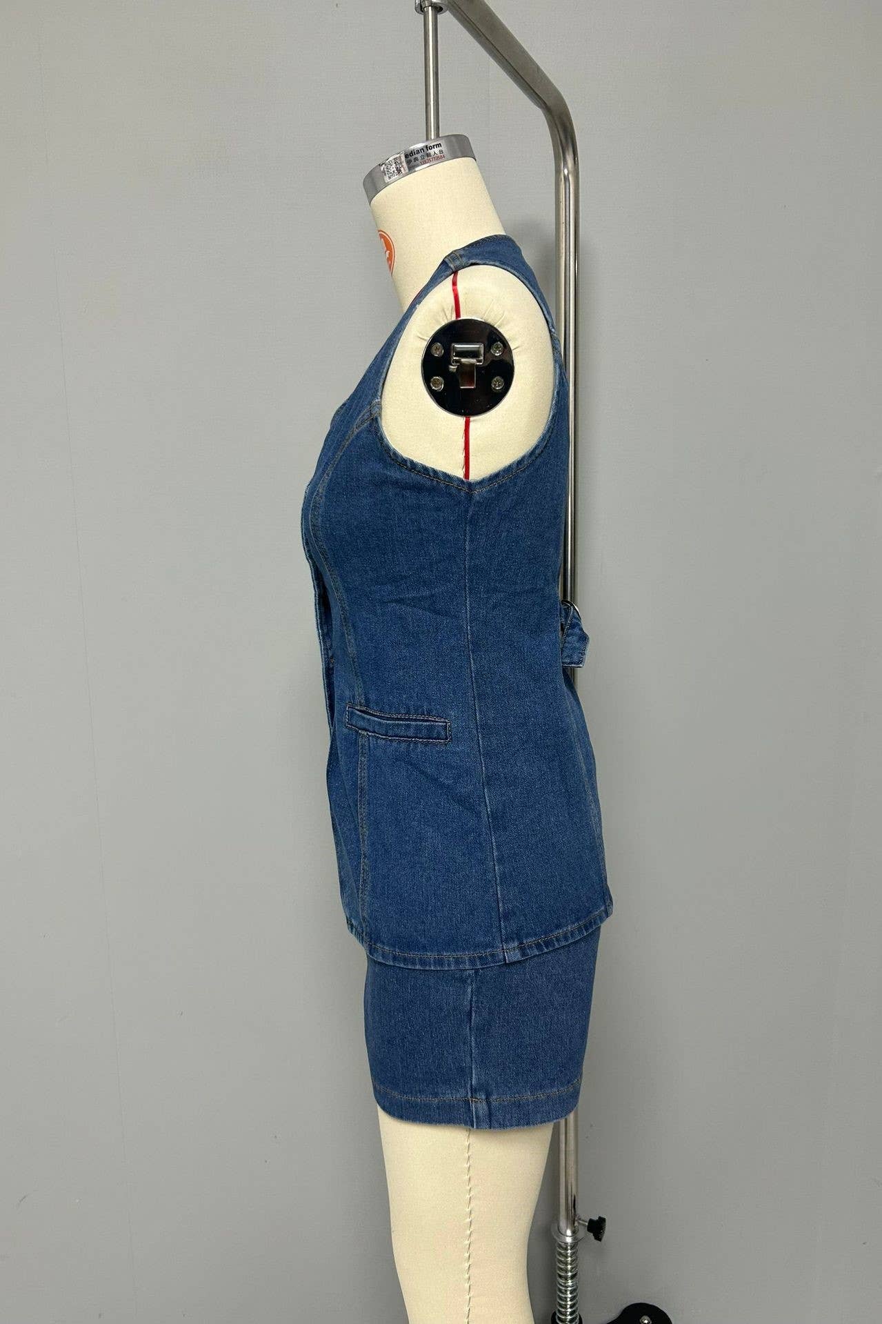 Rosa Clothing - Wholesale Top & Short Set (NOT Loungewear) - Women's - Smart & Intelligent denim buttoned tank top Split waistcoat6