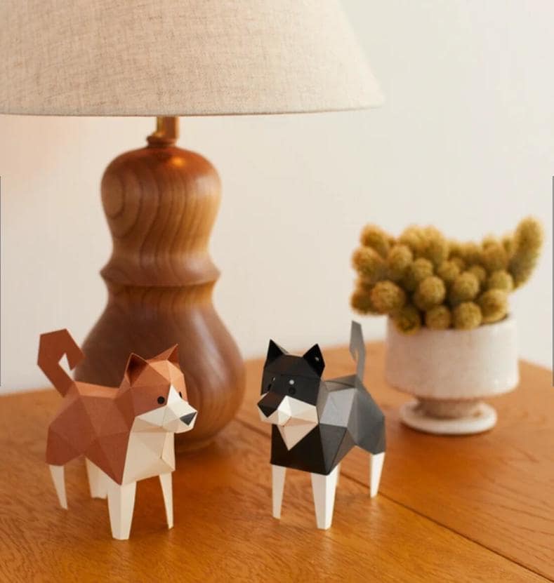 「FUNJI」In Japan - Wholesale DIY Craft Kit - Origami Black Shiba Inu Paper Craft Kit: Japanese Dog Model6