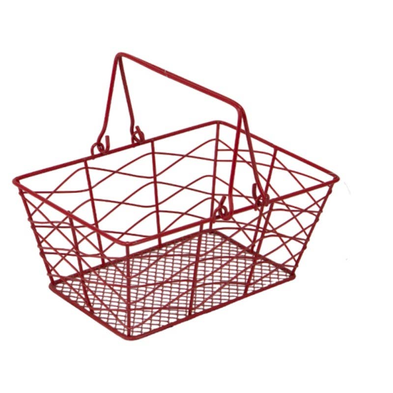 Deffrennes - Venta al por mayor Cestas - Cesta metálica roja con 2 asas plegables2