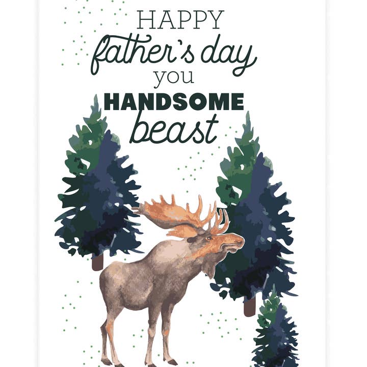 Handsome Beast Moose Greeting Card for wholesale by Potluck Press