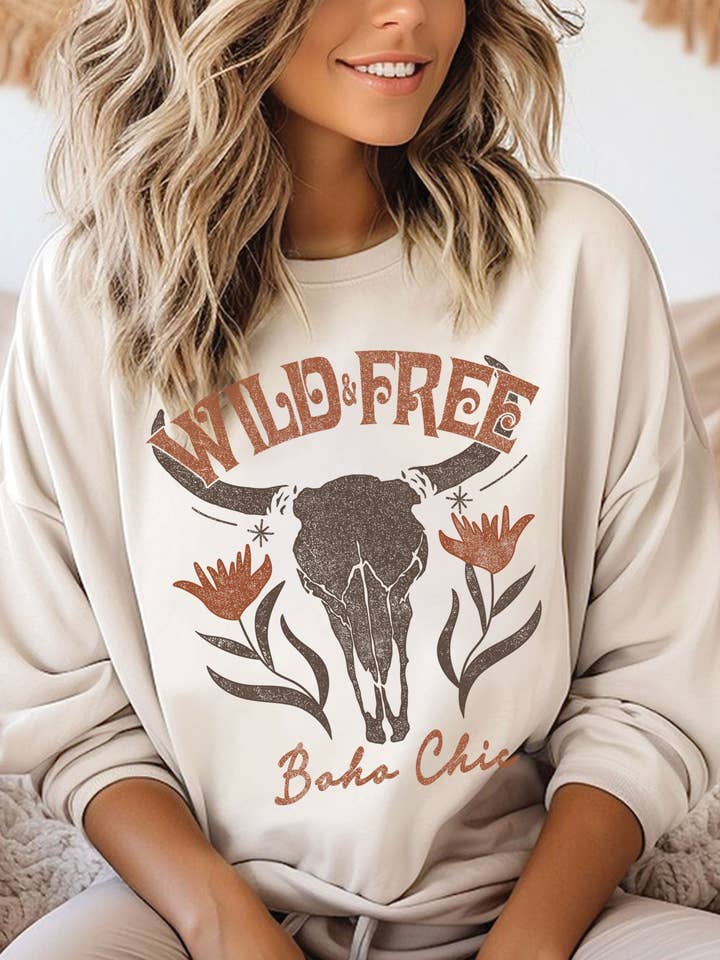 VILDA FRIA BLOMMOR KO-SKALLE GRAFISKA BORSTADE TRÖJOR för wholesale av Rustee Clothing