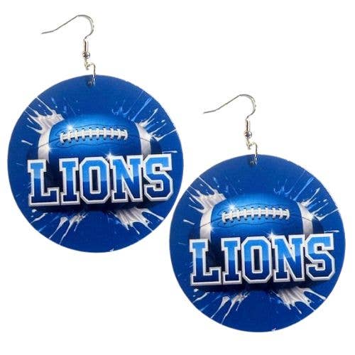 Lions Football Jewelry Statement Dangle Wood Earrings for wholesale by Kerena Nicole