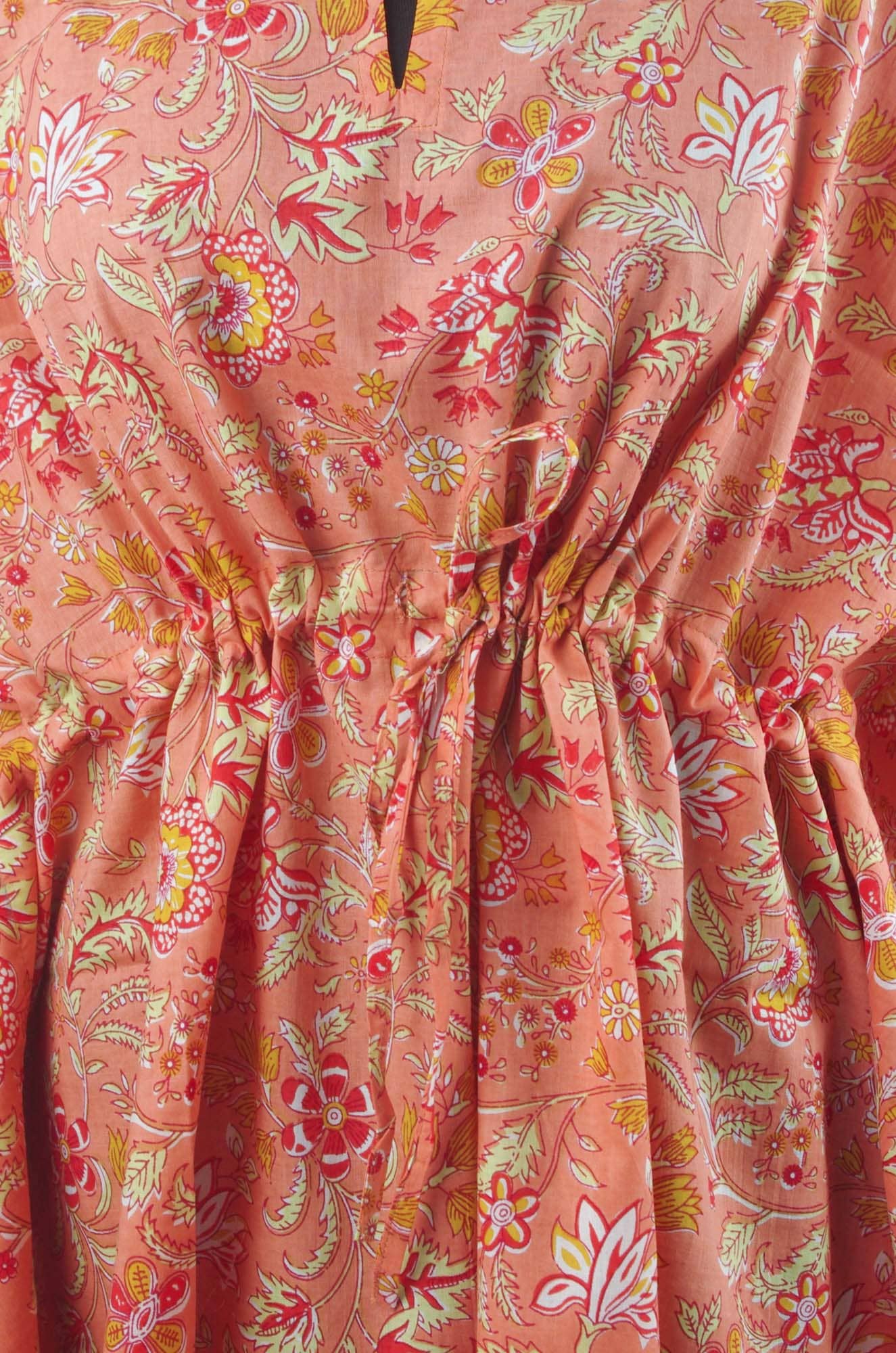 Kantha Decor – wholesale Kaftan – Women's – Block Printed Cotton Coverup / Kaftans - Peachy Orange1