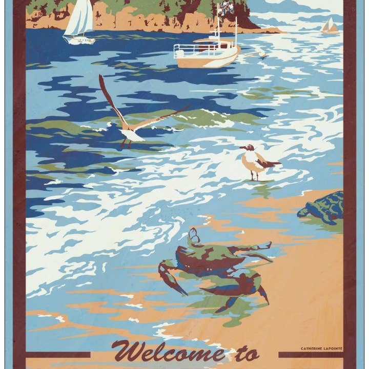 Welcome to Maryland Nautical Beach Postcard for wholesale by Lionheart Graphics