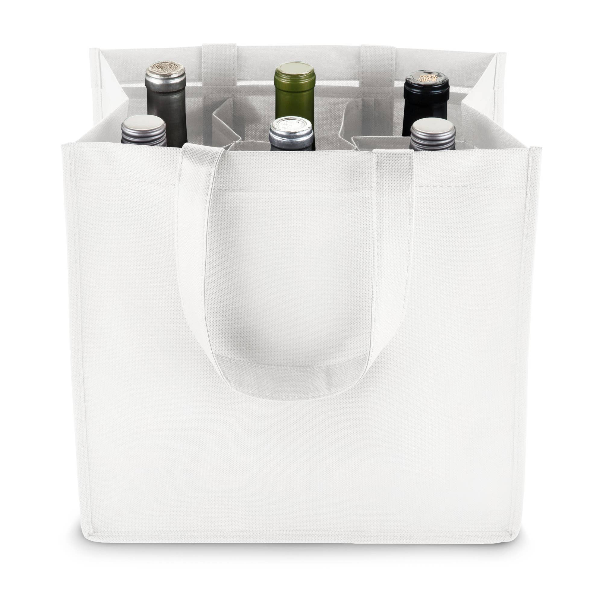 TRUE - Wholesale Wine Tote - Reusable 6 Bottle Non Woven Fabric Wine Tote ASST COLORS12