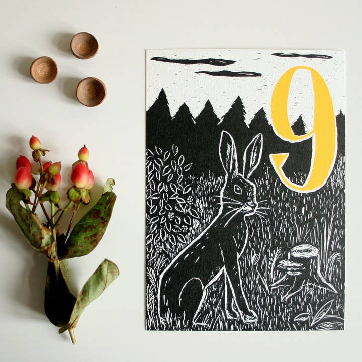 Ansichtkaart Konijn, Verjaardagskaart voor Kinderen, Bosdier voor wholesale door Katja Rub