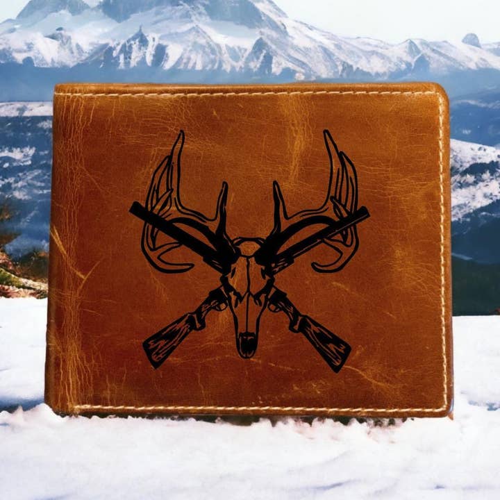 Deer Skull Leather Bifold Wallet Premium Quality for wholesale by Texan Customs