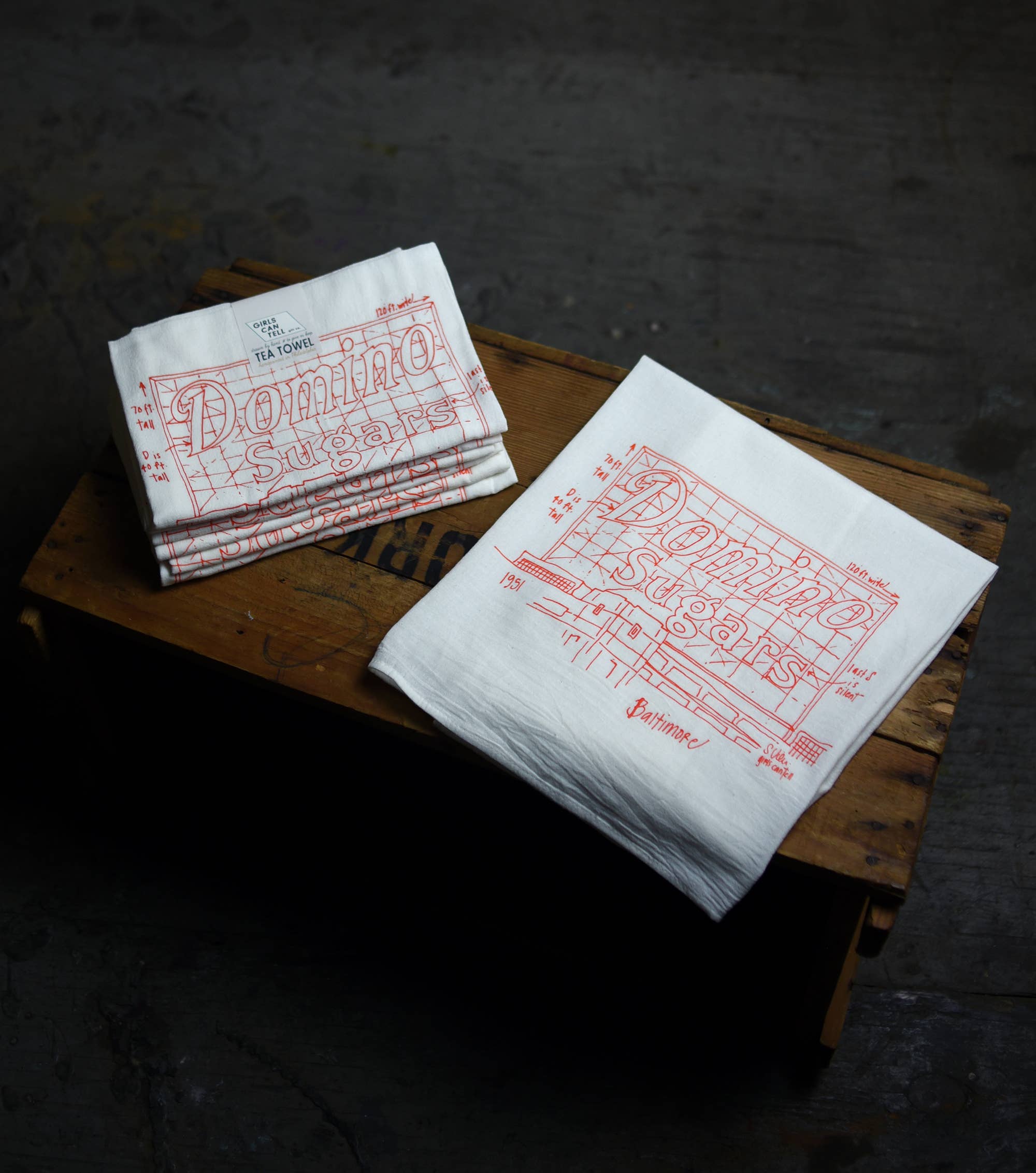 Girls Can Tell - Wholesale Tea Towel - Baltimore Sign Tea Towel | kitchen | flour sack | dish towel2