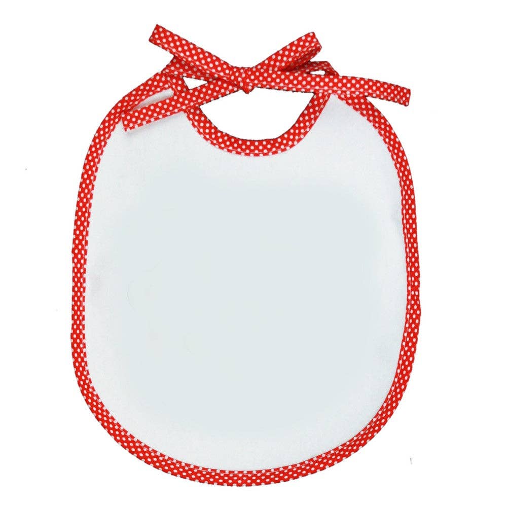 Almatex srl - Wholesale Slabbetje - Baby - Slabbetje VOOR SUBLIMATIE afm. 20x24 met linten en stippen biaisband6