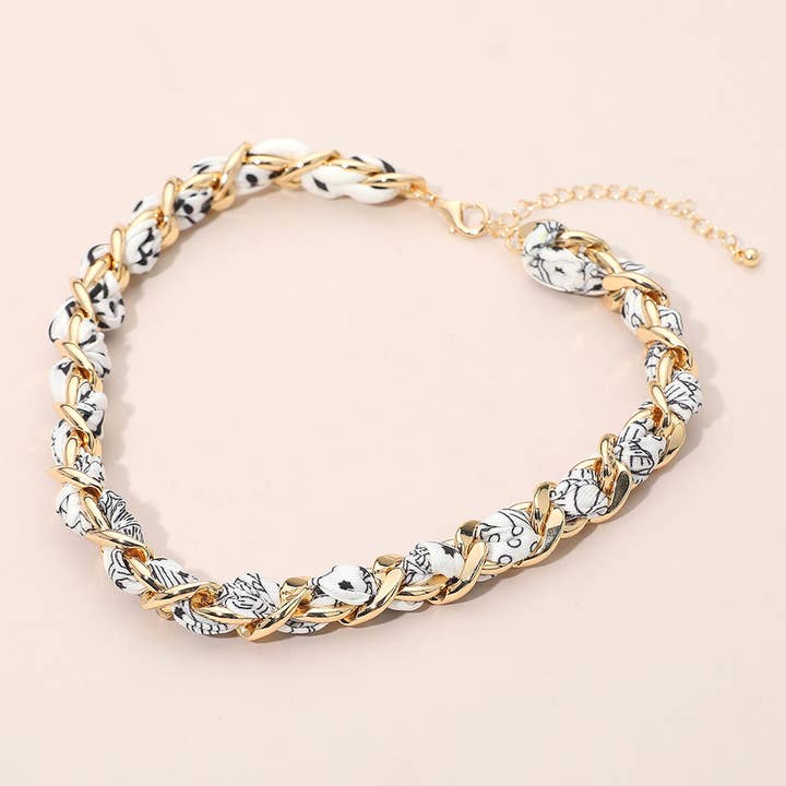 Sensibling Corp. - Vente Collier maille et chaîne - Écharpe en tissu avec collier chaîne en métal7