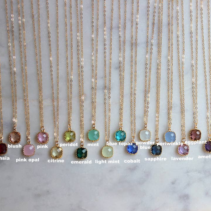 Laalee Jewelry - Wholesale Pendant/Charm Necklace - Gemstone Glass Necklaces, Dainty Minimalist Stocking Stuffer